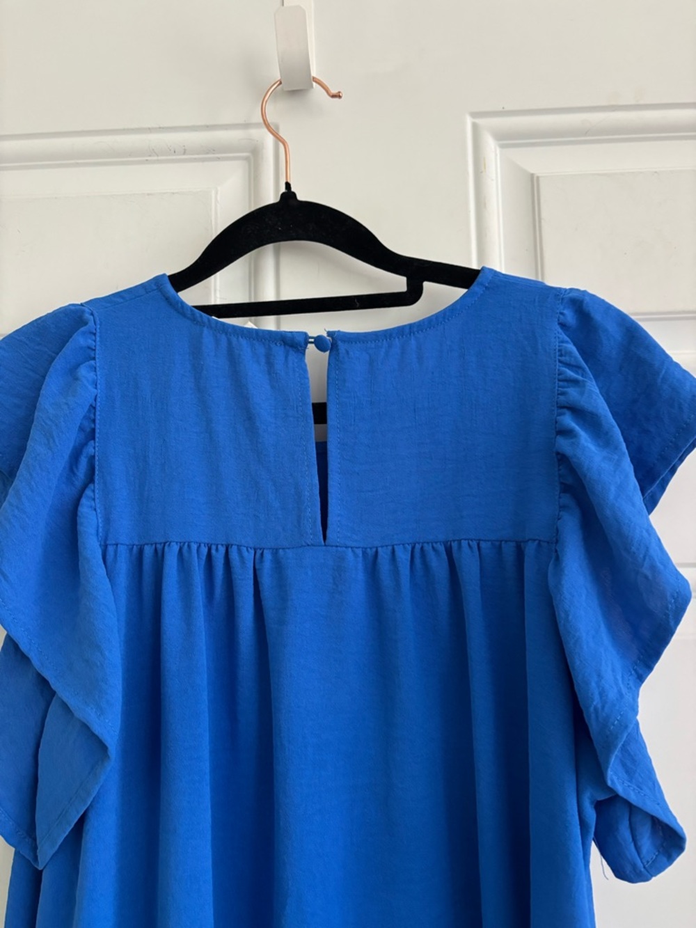 Newbury Kustom Royal Blue Tiered Ruffle Dress, Size Small - Picture 8 of 12